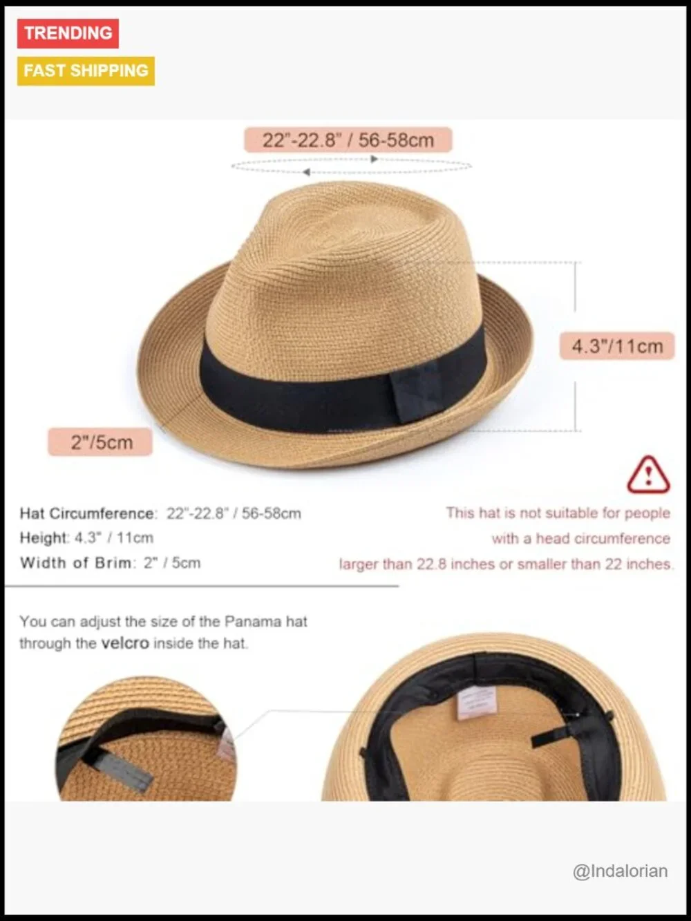 Straw Panama Fedora Hat with Wide Brim Roll Up Sun Hat UPF 50+ Travel Beach